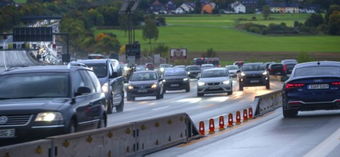 Tourist traffic on the A9 motorway, Hof, Upper Franconia, Bavaria, Germany