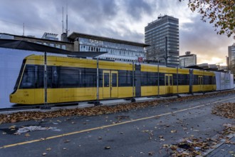 Construction site of the stop at the main train station, for the new city railway, visualization of