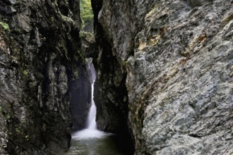 Small waterfall, Diosaz mountain river in the gorge, Gorges de la Diosaz, Les Houches,
