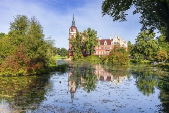New Muskau Castle, Muskauer Park, UNESCO World Heritage Site, Bad Muskau, Upper Lusatia, Saxony,