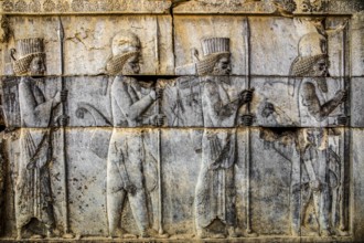 Relief detail of the delegation of peoples bringing gifts to Darius on the stairs of the Apadana