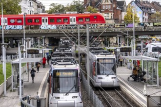 Tram station, at Düsseldorf-Bilk station, hub of S-Bahn, subway, tram, public bus, North
