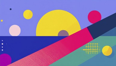 Vector art illustration, spheres, rectangles, triangles and geometric pattern, vector wallpaper