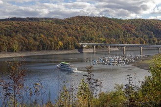 Marina, excursion ship, Talbrücke, Sondern, Olpe, Biggesee, Sauerland, North Rhine-Westphalia,