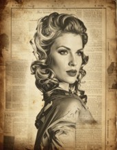 Grunge old public newspaper, texture background wallpaper illustration, vintage tattered yellow