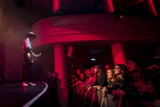 Singer Justin Hawkins from The Darkness live on Dreams On Toast Tour at Metropol Berlin on 10
