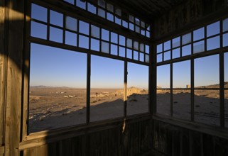 View from a former dwelling house into the desert, Kolmanskop, restricted diamond area, Karas