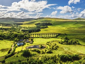 Shankend Viaduct from a drone, Hawick, Scottish Borders, Scotland, UK
