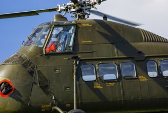 A Sikorsky S-58C transport helicopter in the colours of the German Army with the registration