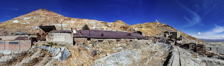 Panoramic view of a mine site in a desert-like environment, The silver mines of Potosi Bolivia