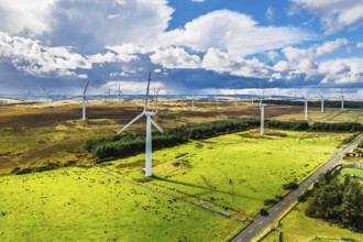 Wind Farm from a drone in southeast Scotland, UK