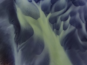 River, river course, river delta, aerial view, sediments, structures, South Iceland, Iceland