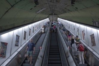 Escalators in the underground, Munich, Bavaria, Germany