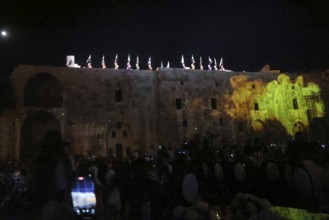 The inauguration of the Syrian Development Fund at Damascus Citadel featured light shows and stage