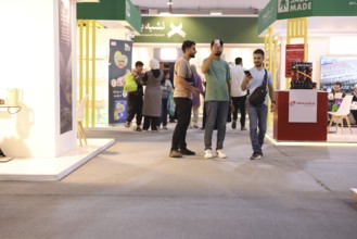 Saudi companies showcase products and investments inside the Saudi pavilion at the Damascus