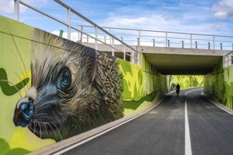 New bicycle tunnel at the junction of the B51 and Warendorfer Straße, in Münster, a bicycle and