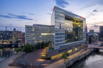 Aerial view of the Spiegel building at Ericusspitze in Hamburg's HafenCity in the Brooktorkai