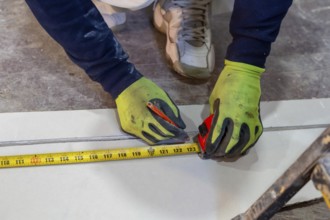 Detroit, Michigan - Workers remodel a house in the Morningside neighborhood that had been vacant