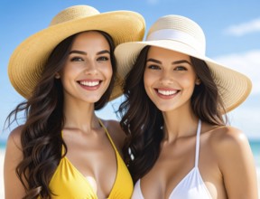 KI generated, AI genereted, woman, woman, 25, 30, years, two, person, persons, model, brunette,