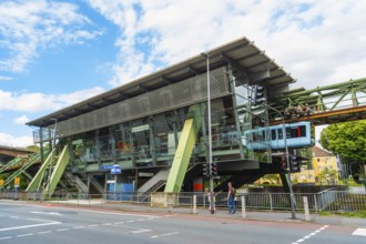 The Wuppertal suspension railway near the Zoo Stadion stop, Wuppertal, Germany