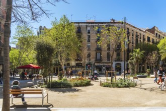 Superblock or Superilla in the Eixample neighbourhood, a highly restricted area of the city in