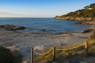 Picturesque beach, Plage de Bonne Terrasse, sunrise, Saint Tropez, Var, French Riviera,