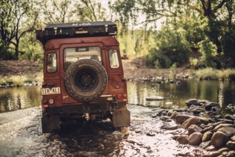 Landrover Defender four-wheel drive vehicle in the Australian outback
