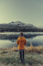 Autumn atmosphere on a cold morning in the Engadin in the Swiss Alps