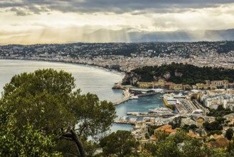Panorama, Sunset, View from Mont Boron, Nice, Alpes Maritimes, Provence Alpes Cote d'Azur, French