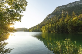 Sunrise in summer at Lake Thumsee near Bad Reichenhall
