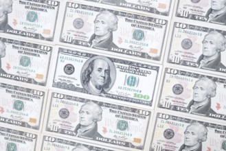 US dollar notes, 10 dollars, 100 dollars, banknotes