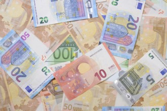 Various euro banknotes