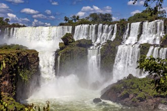Majestic waterfalls and cliffs in a tropical landscape, The Iguazu Falls between Argentina and