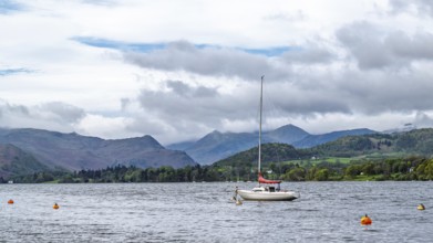 Boats on Ullswater Lake, Pooley Bridge, Lake District National Park, Cumbria, England, United