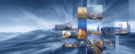 Concept of global international trade and commerce and interconnected businesses global