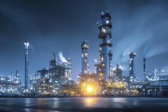 Collage of industrial factories and warehouses. Illustration of global international trade and