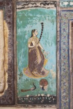 Wall paintings in the Garh Palace or Rajput Palace, Bundi, Rajasthan, India