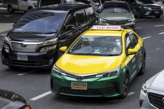 Road traffic taxi, Bangkok, Thailand