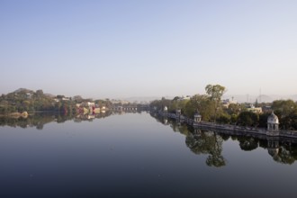 Swaroop Sagar Lake in the morning light, Udaipur, Rajasthan, India