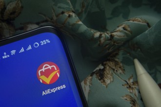 Dhaka, Bangladesh- 07 May 2025: AliExpress app icon is seen on smartphone