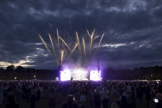Fireworks at the end of J-Hope's performance at the Lollapalooza Festival in the Olympiastadion and