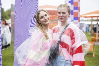 Festival visitors Emily and Celine from Halle at Fashionpalooza at the Lollapalooza Festival in the