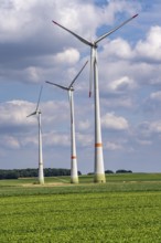 Rheurdt wind farm, south of Ismus, 3 Enercon E-115 wind turbines, North Rhine-Westphalia, Germany