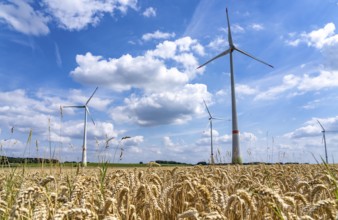 Rheurdt wind farm, south of Ismus, 3 Enercon E-115, behind Enercon E-160 WTGs, wind turbines, North