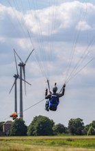 Towing area Sevelen, former gliding airfield, now winch launch area for paragliders, Issum, North