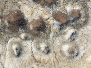 Conical rocks, so-called Prince Albert formations. Aerial view. Drone shot. Southern Namibia