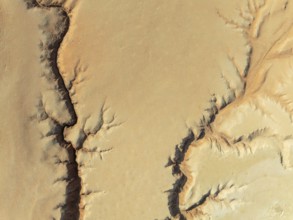 Canyon in the Tsondab Valley in the Namib Desert. Aerial view. Drone shot. Namibia