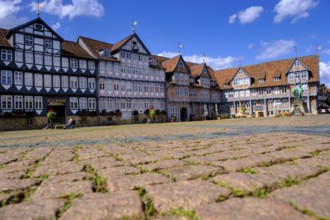 Town market, market square with town hall and monument to Duke August the Younger, Wolfenbüttel,
