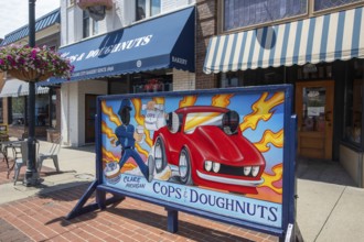 Clare, Michigan, The Cops and Doughnuts doughnut shop and bakery in a rural Michigan town. The shop