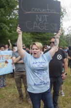 Baldwin, Michigan USA - 4 July 2025 - Activists rally against the North Lake Correctional Facility,